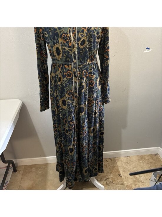 Natural Life Christa Knit Cotton Maxi Dress Floral Navy Tan Dahlia Print Size M Natural Life Christa Knit Cotton Maxi Dress Floral Navy Tan Dahlia Print Size M